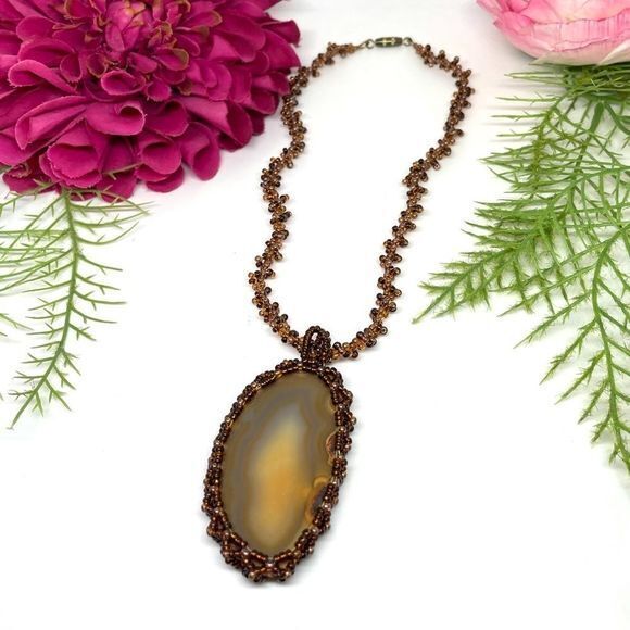 Vintage Jewelry - VINTAGE⚜️GENUINE GEODE Glass Beaded Choker Necklace